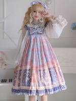 Robe Sweet Lolita JSK Polyester Bleu Ciel Clair Sans Manches Noeuds Jupes Sweet Lolita Pull