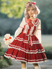 Robe Sweet Lolita JSK sans manches en dentelle Bowknot Jupe pull Lolita rouge