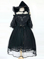 Robe Sweet Lolita Noire Synthétique Sans Manches Volants Robe Sweet Floral Print Jupe Lolita Jumper