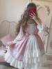 Robe Sweet Lolita OP Fraise rose Aulait Volants Dentelle Manches Longues Robes One Piece Lolita Déguisements Halloween
