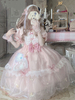 Robe Sweet Lolita OP Polyester Manches Courtes Arcs Volants Dentelle Rose Robe Lolita One Piece