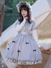 Robe Sweet Lolita OP Polyester Manches Longues Arcs Volants Robe Lolita Gris Clair Une Pièce