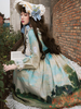 Robe Sweet Lolita OP Polyester Manches Longues Volants Style Pastoral Robe Une Pièce Lolita Abricot