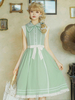 Robe Sweet Lolita OP Polyester Sans Manches Noeuds Gris Vert Robe Une Pièce Sweet Lolita