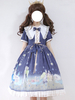 Robe Sweet Lolita OP Robe à une pièce Lolita en coton flammé avec nœud papillon Déguisements Halloween