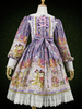 Robe Sweet Lolita OP Robe écossaise à carreaux avec imprimé dentelle et dentelle Robe volantée violet Lolita à manches longues Déguisements Halloween