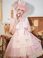 Robe Sweet Lolita OP Robe rose crème douce à volants noeuds Lolita Robe One Piece Déguisements Halloween