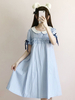 Robe Sweet Lolita OP Ruban Ruffle Bleu Robe Lolita One Piece Déguisements Halloween