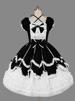 Robe Sweet Lolita OP Volants noirs Robes One Piece Lolita Déguisements Halloween