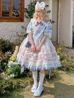 Robe Sweet Lolita Robe en polyester à manches courtes avec nœuds