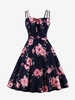 Robe trapèze vintage à bretelles nouées sur le devant style Audrey Hepburn des années 1950 robe trapèze mi-longue à fleurs pour femmes 2025