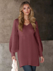 Robe tricotée avec lanterne manches longues col en V mini robe de printemps pour femme 2025