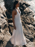 Robe tricotée dos nu sexy robe longue de plage dété