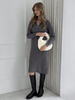 Robe tricotée pour femme Charmante fermeture éclair en polyester Manches longues Col rabattu