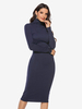 Robe tricotée pour femme en polyester confortable à manches longues et col haut