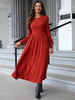 Robe tricotée pour femme moderne col bijou manches longues polyester