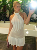 Robe tricotée pour femmes moderne bijou cou sans manches acrylique