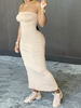 Robe tube kaki clair Robes moulantes Robe crayon sans manches classique sans bretelles