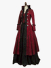 Robe Tudor rétro bordeaux à volants robe à imprimé floral costume tunique rétro pour femme