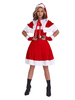 Robe tunique de Noël femmes Gants en fibre de polyester rouge Robe à ceinture Polyester Bloc de couleur Costumes de vacances de Noël
