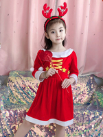 Robe Tunique Enfants Noël Robe De Soirée Cadeaux Noël En Fibre De Polyester Rouge