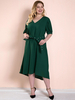 Robe tunique grande taille pour femme col en V manches courtes polyester vert robe une pièce surdimensionnée
