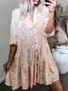 Robe tunique mi-longue rose à col en V Décontractée Décontractée à col en V Robe mi-longue rose