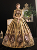 Robe Victorienne Costumes Femmes Blonde Demi Manches Col Montant Époque Victorienne Style Marie Antoinette Costume Robe Mascarade Robe De Bal