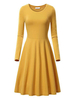 Robe Vintage 1950 Jewel Neck manches longues moyenne Rockabilly Femme Robe