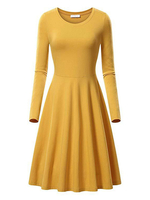 Robe Vintage 1950 Jewel Neck manches longues moyenne Rockabilly Femme Robe