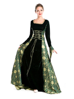 Robe vintage Mascarade Renaissance médiévale victoria Marie Antoinette Vintage Costume vert foncée Renaissance robe de cérémonie Déguisements Halloween
