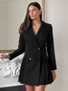 Robes Blazer Col Rabattu Manches Longues Vêtements Sexy Femmes Mini Robes