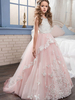 Robes cortège enfant à col rond sans manches bordé de papillons robe princesse