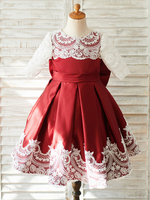 Robes cortège enfant arcs manches mi-longues col rond bijou Bourgogne enfants robes de soirée