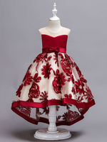Robes cortège enfant arcs sans manches col bijou marron enfants robes de soirée