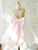 Robes cortège enfant arcs sans manches col bijou or robes robes de fête pour enfants