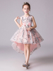 Robes cortège enfant asymétrique rose en dentelle