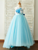 Robes cortège enfant bébé bleu bijou cou sans manches arcs enfants robes de soirée