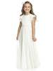 Robes cortège enfant bijou col en mousseline de soie manches courtes longueur de cheville une ligne volants robes de soirée pour enfants