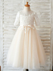 Robes cortège enfant bijou col manches courtes ceinture enfants robes de soirée
