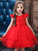 Robes cortège enfant bijou col manches courtes fleurs robes de soirée pour enfants