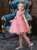 Robes cortège enfant bijou col polyester coton sans manches longueur au genou princesse silhouette perlée robes de soirée pour enfants