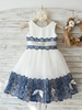 Robes cortège enfant bijou cou boutons sans manches robes formelles enfants pageant