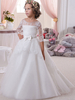 Robes cortège enfant bijou cou demi manches arcs robes enfants princesse