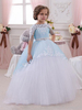 Robes cortège enfant bijou cou dentelle demi-manches longueur cheville robe de bal Ceinture robes formelles enfants Pageant