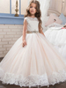 Robes cortège enfant bijou cou dentelle sans manches cheville longueur robe de bal cloutés enfants robes de reconstitution historique