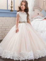 Robes cortège enfant bijou cou dentelle sans manches cheville longueur robe de bal cloutés enfants robes de reconstitution historique