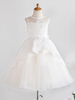 Robes cortège enfant bijou cou dentelle sans manches longueur au genou princesse silhouette arcs enfants robes de soirée