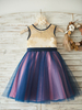 Robes cortège enfant bijou cou dentelle sans manches longueur au genou princesse silhouette arcs enfants robes de soirée sociales