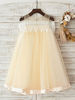 Robes cortège enfant bijou cou dentelle sans manches robes formelles enfants pageant